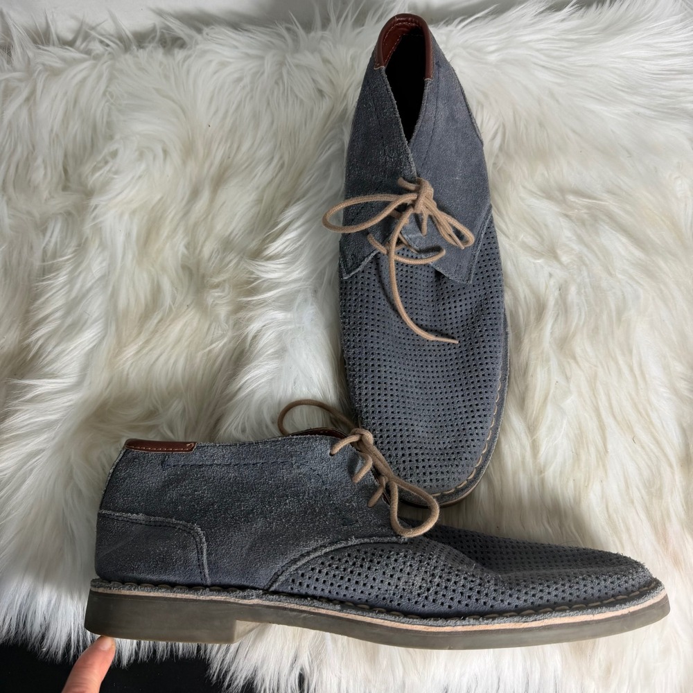 Kenneth Cole Reaction Desert Hill Grey Suede Perforated Chukka Boots Mens 11.5 M